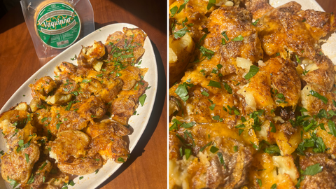 Crispy Smashed Potatoes with Portuguese Cheese