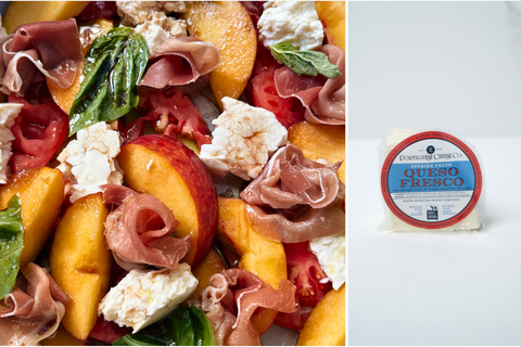 Summer Peach and Tomato Salad with Queso Fresco and Prosciutto